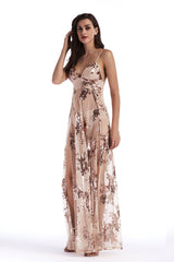 Sequined Sling Backless Split Dress - Dress In Beauty