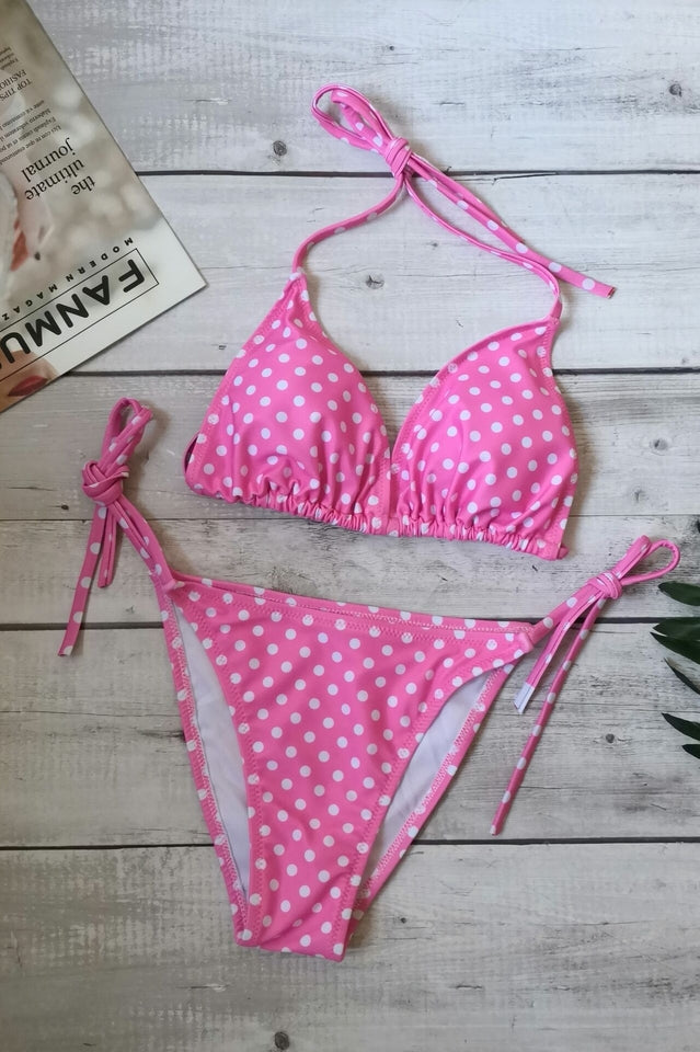 Polka Dot Print Push Up Brazilian Swimsuit - Dress In Beauty