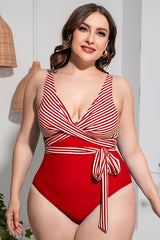 Striped Tie Waist One Piece Swimsuit | Dress In Beauty