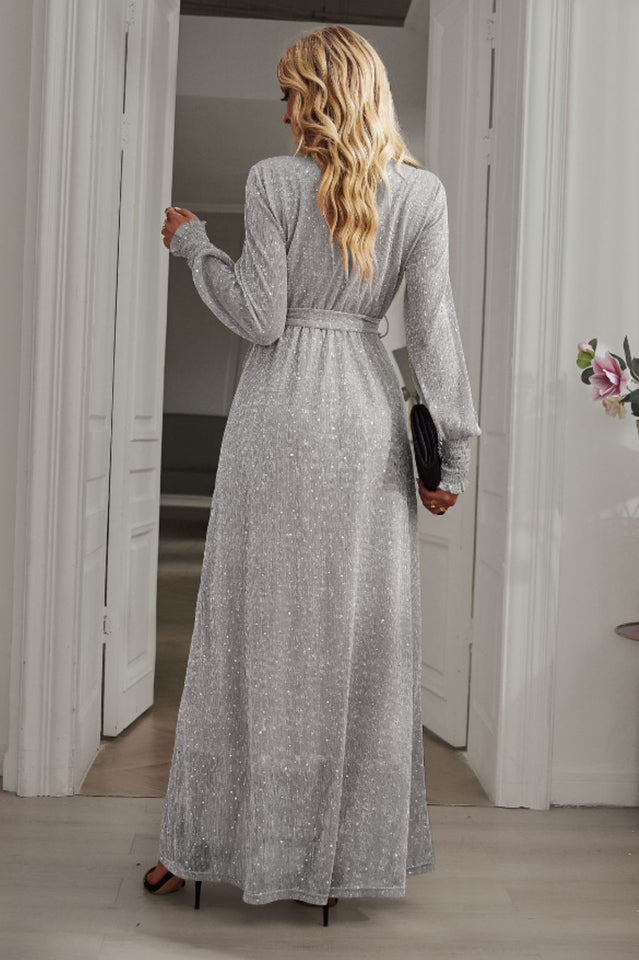 Leandra Front Split Shimmer Maxi Dress | Dress In Beauty
