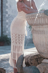 Tassel Hem Crochet Knit Cover Up Dress | Dress In Beauty
