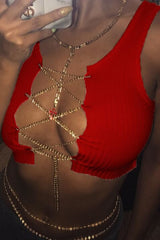 Rhinestone Lace Up Front Crop Top - Dress In Beauty