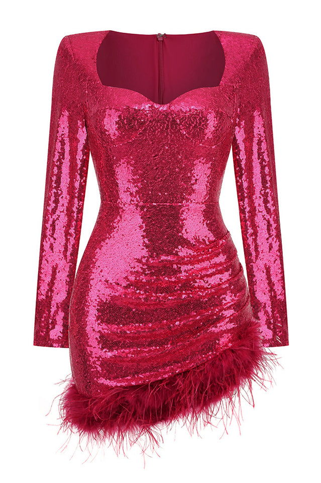 Daria Sequin Feather Mini Dress | Dress In Beauty