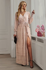 Leandra Front Split Shimmer Maxi Dress | Dress In Beauty