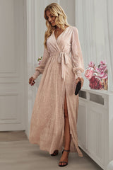 Leandra Front Split Shimmer Maxi Dress | Dress In Beauty