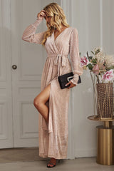 Leandra Front Split Shimmer Maxi Dress | Dress In Beauty