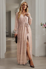 Leandra Front Split Shimmer Maxi Dress | Dress In Beauty