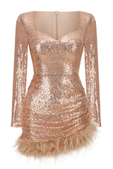 Daria Sequin Feather Mini Dress | Dress In Beauty