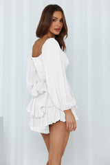 Square Neck Ruffle Long Sleeve Romper | Dress In Beauty