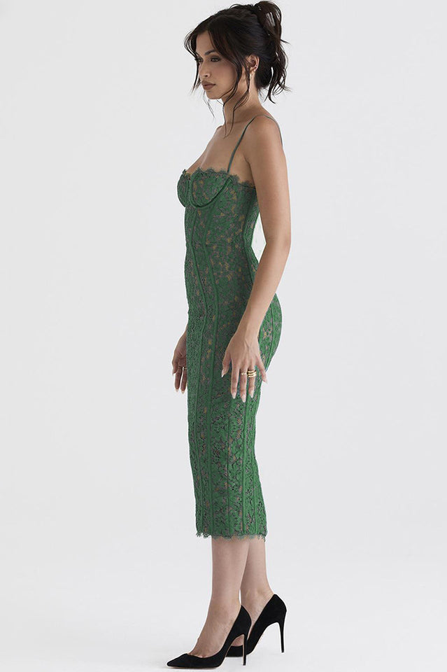 Joelle Forest Lace Midi Dress | Dress In Beauty