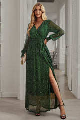 Leandra Front Split Shimmer Maxi Dress | Dress In Beauty