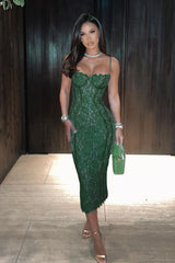 Joelle Forest Lace Midi Dress | Dress In Beauty