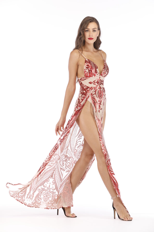 Sequins Party Elegant Maxi Sheath Dress - Dress In Beauty