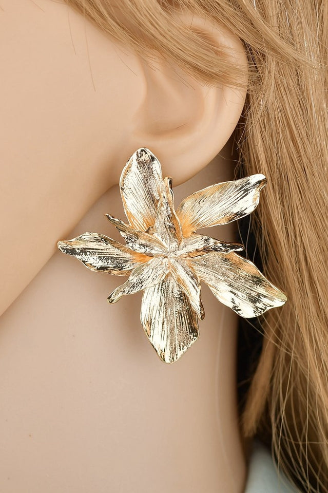 Big Flower Drop Dangle Earrings - Dress In Beauty