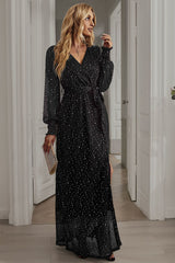 Leandra Front Split Shimmer Maxi Dress | Dress In Beauty
