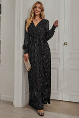 Leandra Front Split Shimmer Maxi Dress | Dress In Beauty