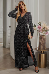 Leandra Front Split Shimmer Maxi Dress | Dress In Beauty