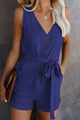 Front Tie Knot Solid Romper | Dress In Beauty