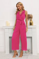 Calf Length Pleated Ruffled Jumpsuit | Dress In Beauty