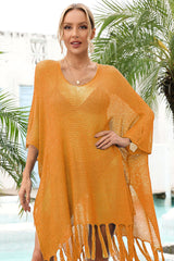 Fringe Trim Dolman Sleeve Openwork Cover Up | Dress In Beauty