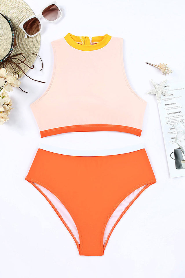 Color Block Zipped Cut Out Bikini Set | Dress In Beauty