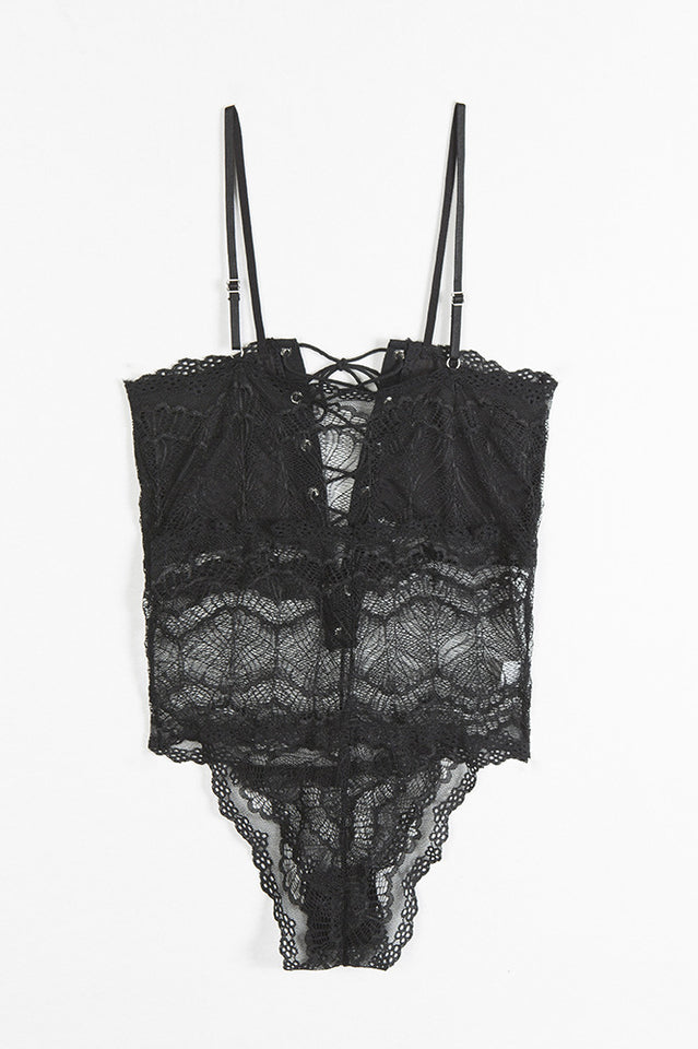 Hollow Out Lace Bodysuit & Lingerie - Dress In Beauty