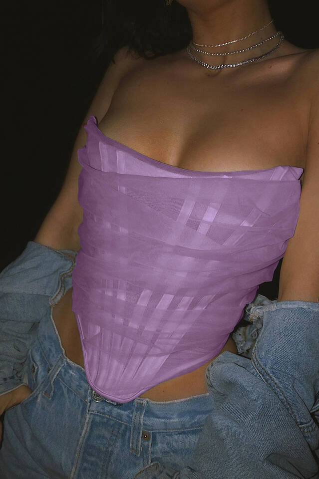 Mesh Boned Corset Top - Dress In Beauty