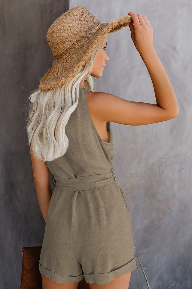 Front Tie Knot Solid Romper | Dress In Beauty