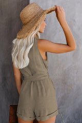 Front Tie Knot Solid Romper | Dress In Beauty