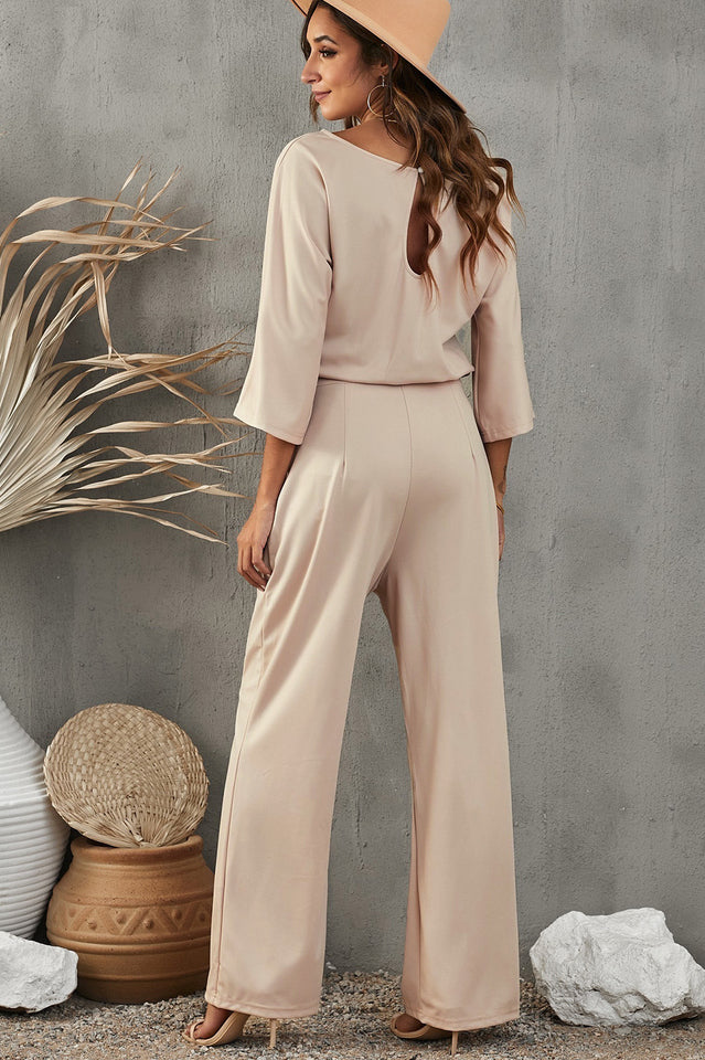 Belted Three-Quarter Sleeve Jumpsuit | Dress In Beauty