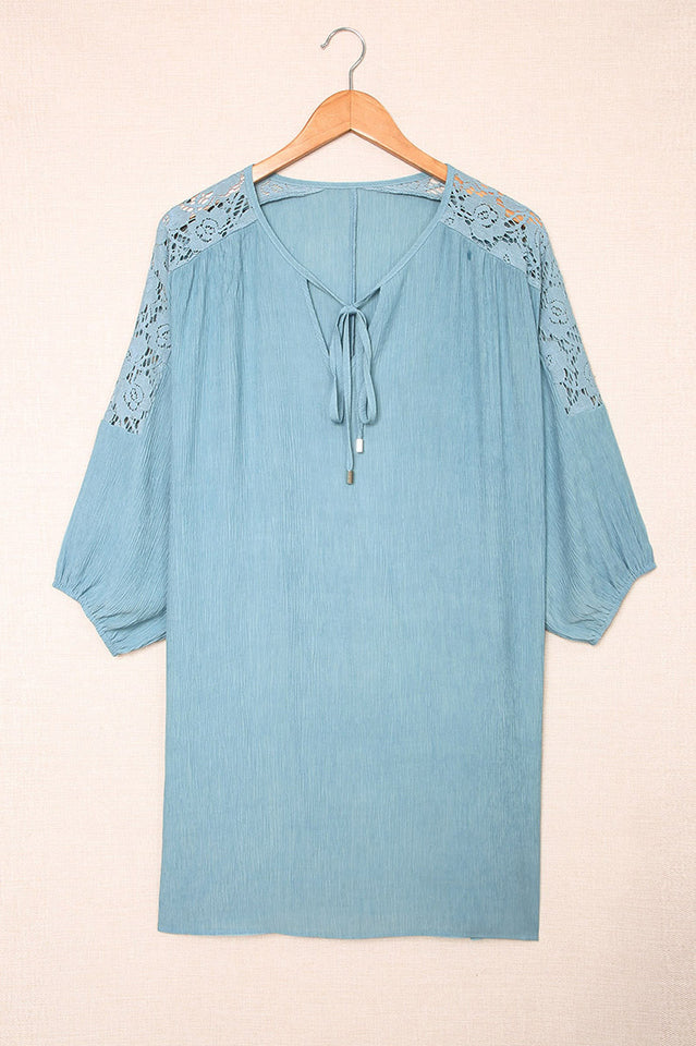 Spliced Lace Three-Quarter Sleeve Cover Up | Dress In Beauty