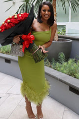One Shoulder Halter Fur Swing Dress | Dress In Beauty