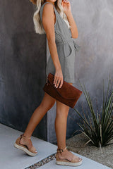 Front Tie Knot Solid Romper | Dress In Beauty