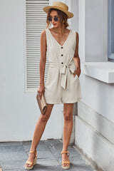 Front Tie Knot Solid Romper | Dress In Beauty