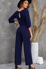 Belted Three-Quarter Sleeve Jumpsuit | Dress In Beauty