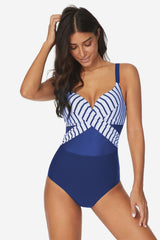 Mesh Striped One Piece Swimwear - Dress In Beauty