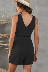 Front Tie Knot Solid Romper | Dress In Beauty