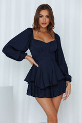 Square Neck Ruffle Long Sleeve Romper | Dress In Beauty