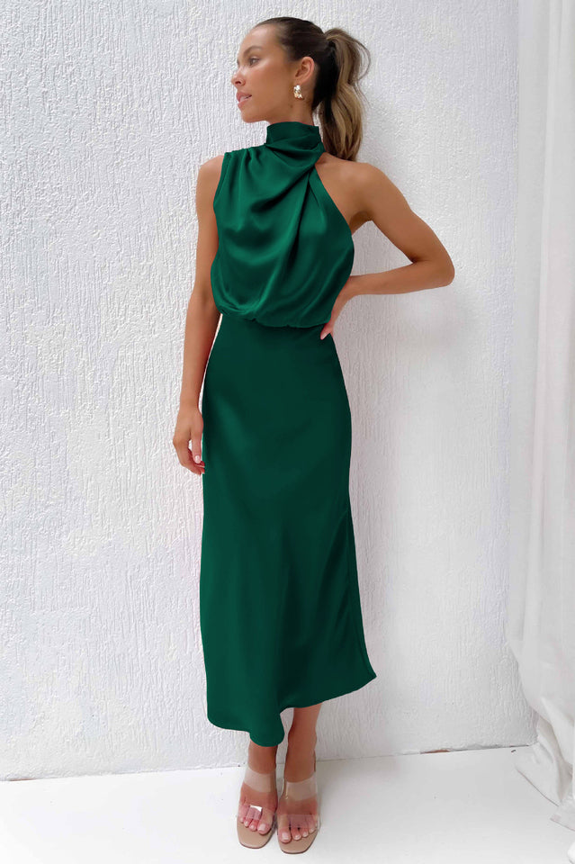 Halter Sleeveless Satin Bridesmaid Dress | Dress In Beauty