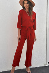 Belted Three-Quarter Sleeve Jumpsuit | Dress In Beauty