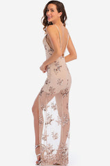 Backless Sequin Party Maxi Dress - Dress In Beauty