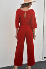 Belted Three-Quarter Sleeve Jumpsuit | Dress In Beauty