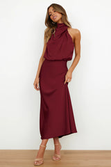 Halter Sleeveless Satin Bridesmaid Dress | Dress In Beauty