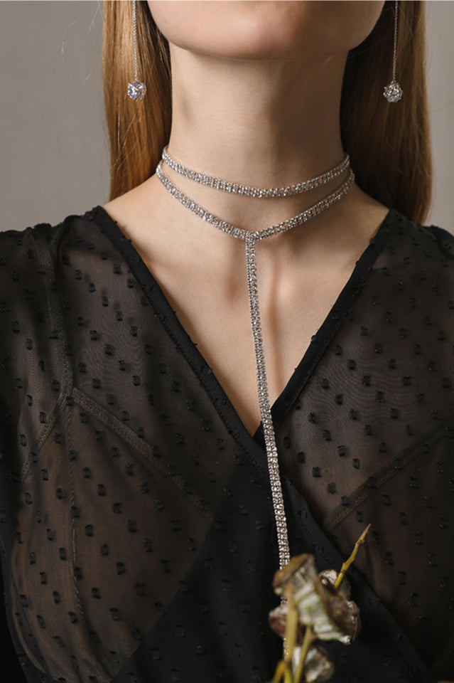 Tassel Crystal Rhinestone Choker Necklace - Dress In Beauty