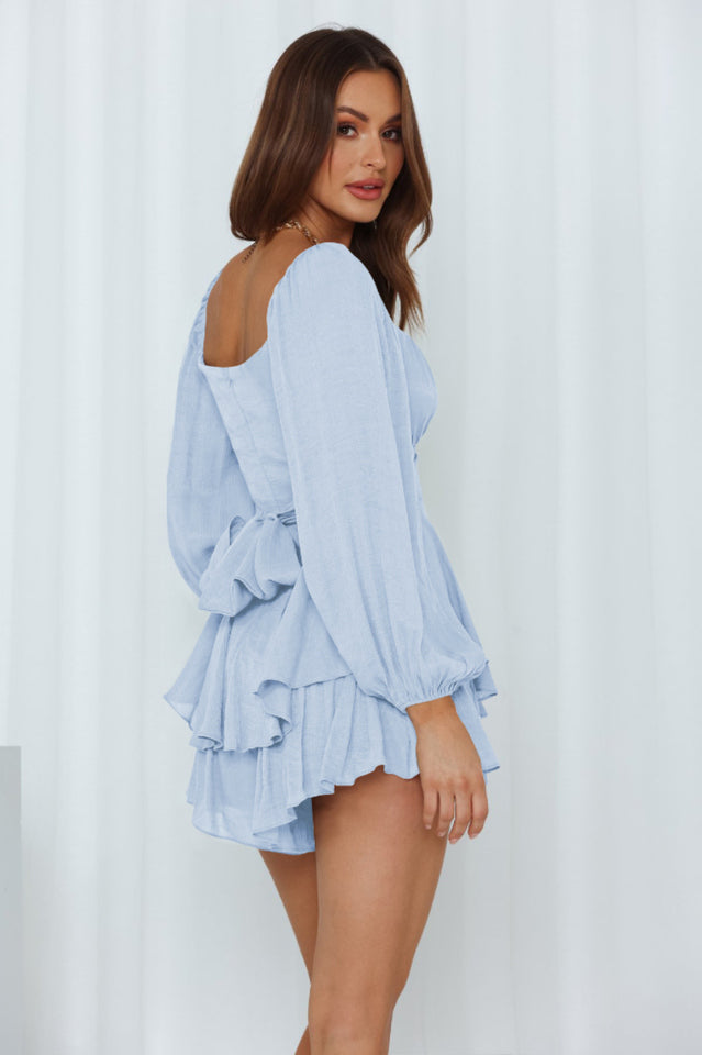 Square Neck Ruffle Long Sleeve Romper | Dress In Beauty