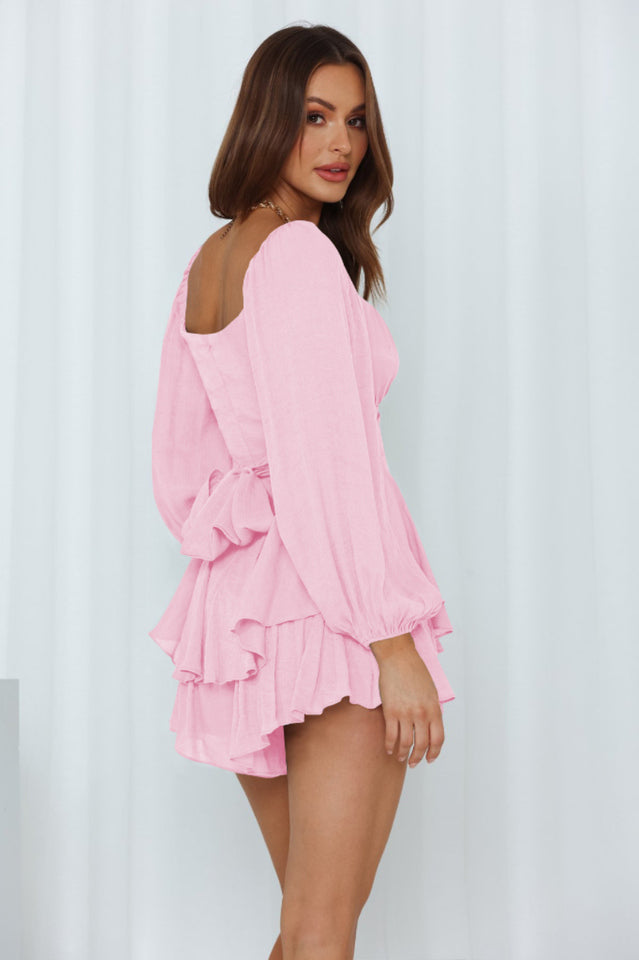 Square Neck Ruffle Long Sleeve Romper | Dress In Beauty