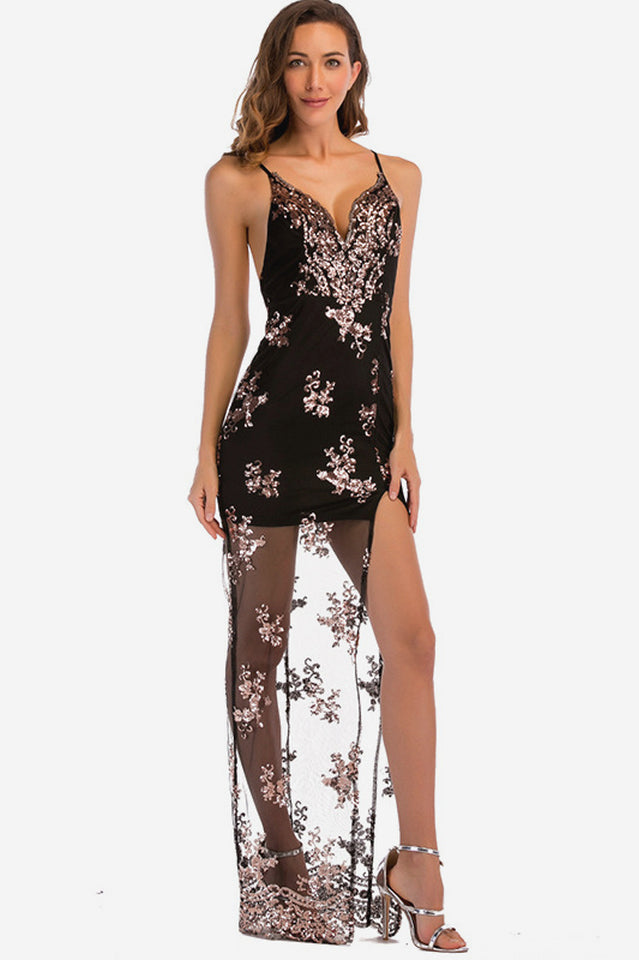 Backless Sequin Party Maxi Dress - Dress In Beauty