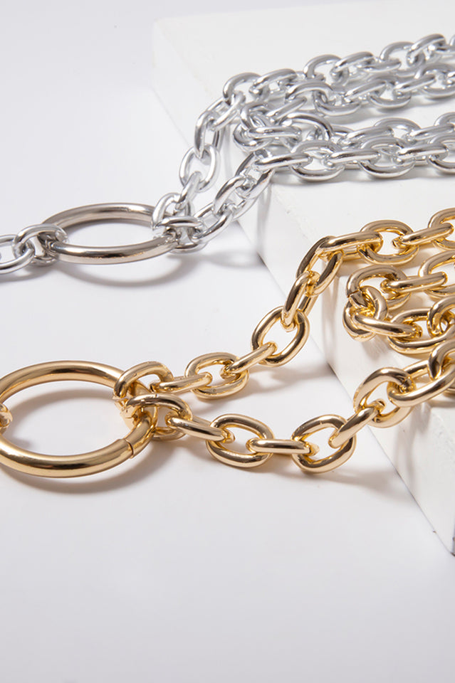 Hip Hop Rock Circle Long Chain Necklace - Dress In Beauty