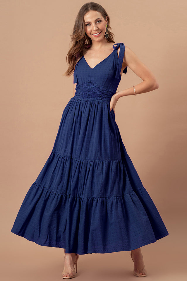 Stripes Neck Sleeveless Summer Dress | Dress In Beauty