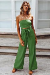 Casual Loose Strapless Belted Jumpsuit | Dress In Beauty